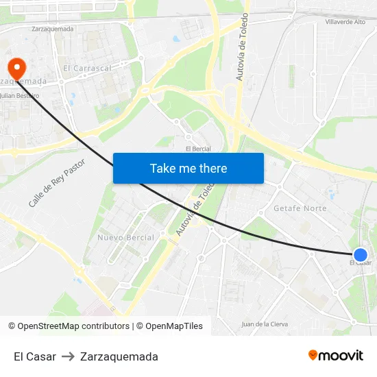 El Casar to Zarzaquemada map