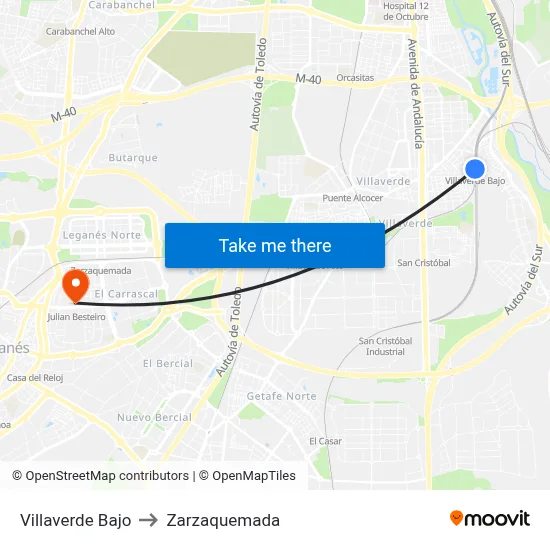 Villaverde Bajo to Zarzaquemada map