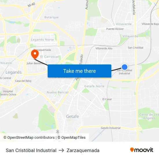San Cristóbal Industrial to Zarzaquemada map