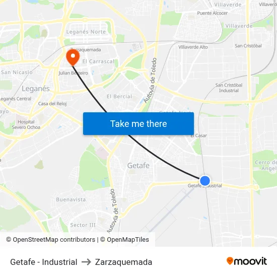 Getafe - Industrial to Zarzaquemada map