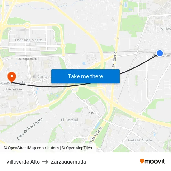 Villaverde Alto to Zarzaquemada map