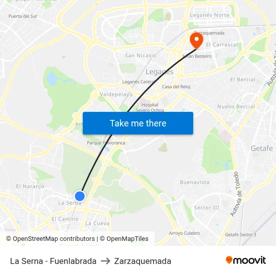 La Serna - Fuenlabrada to Zarzaquemada map