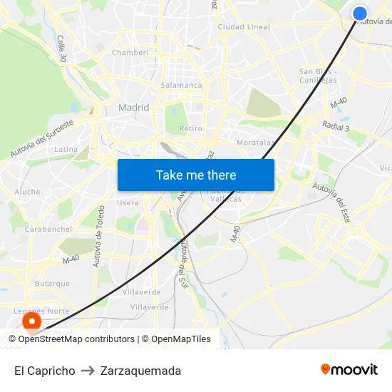 El Capricho to Zarzaquemada map