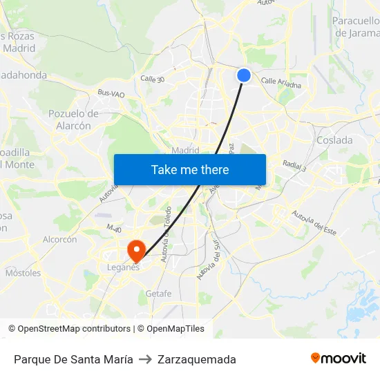 Parque De Santa María to Zarzaquemada map