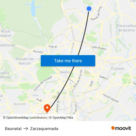 Baunatal to Zarzaquemada map