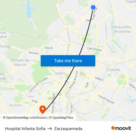 Hospital Infanta Sofía to Zarzaquemada map