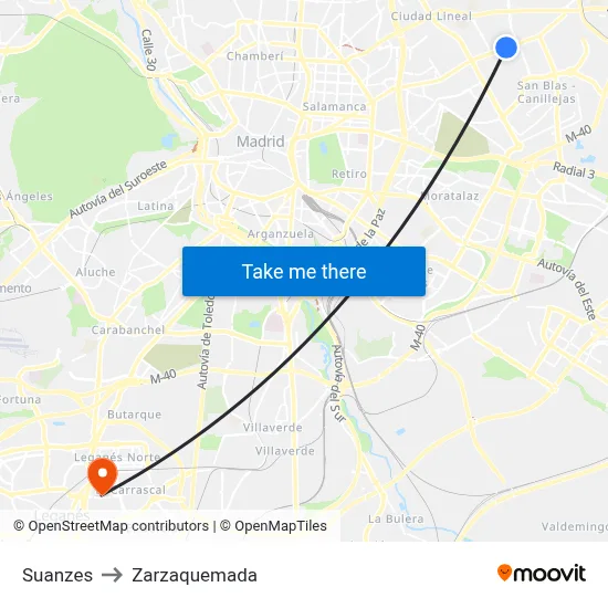 Suanzes to Zarzaquemada map