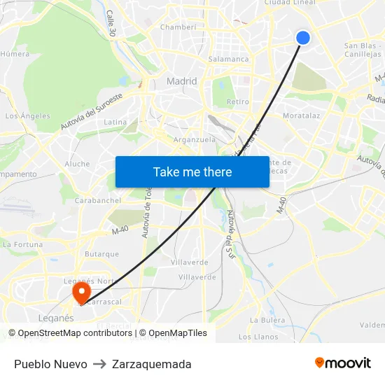 Pueblo Nuevo to Zarzaquemada map