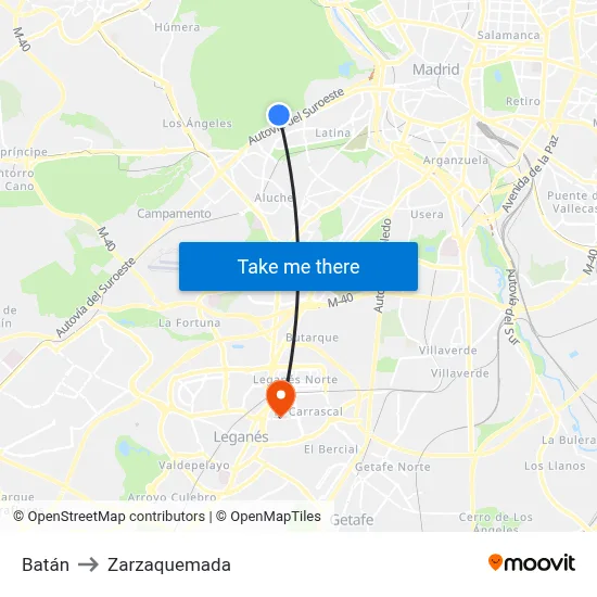 Batán to Zarzaquemada map