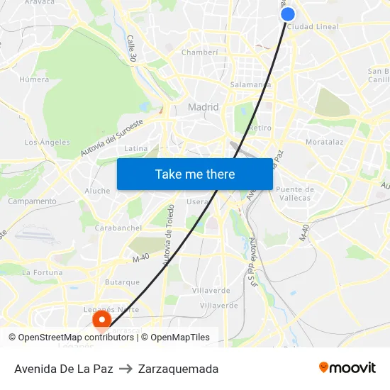 Avenida De La Paz to Zarzaquemada map