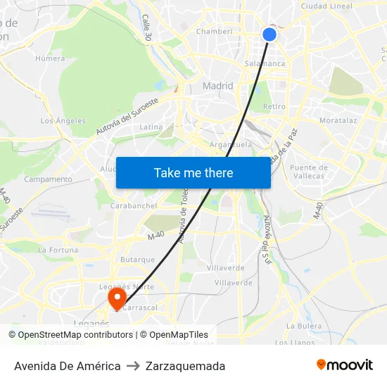 Avenida De América to Zarzaquemada map