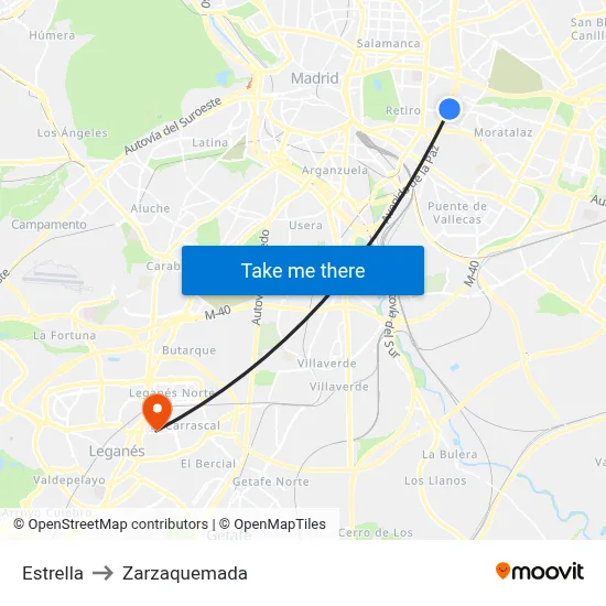 Estrella to Zarzaquemada map