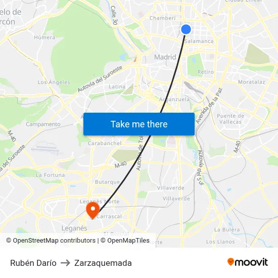 Rubén Darío to Zarzaquemada map