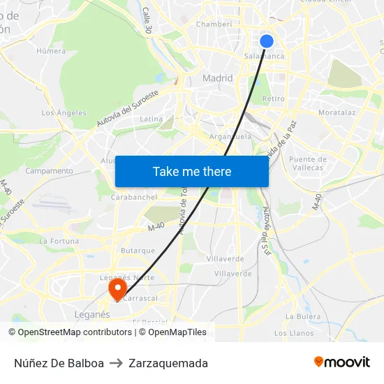 Núñez De Balboa to Zarzaquemada map