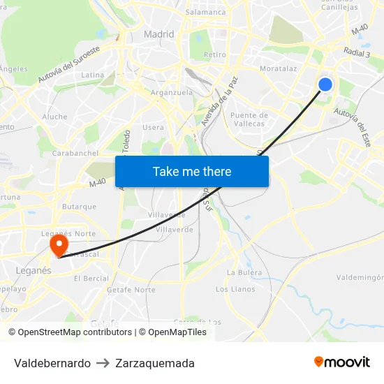 Valdebernardo to Zarzaquemada map