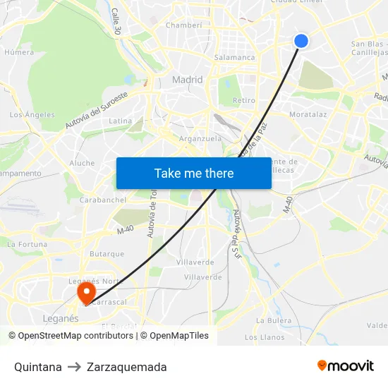 Quintana to Zarzaquemada map
