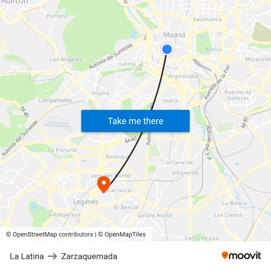La Latina to Zarzaquemada map