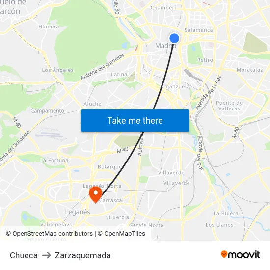 Chueca to Zarzaquemada map