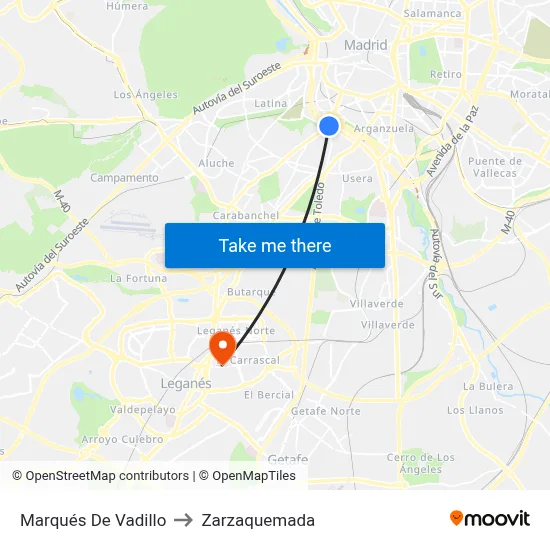 Marqués De Vadillo to Zarzaquemada map