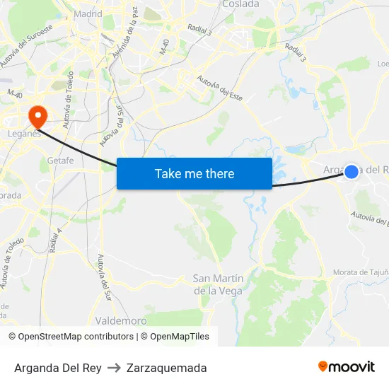Arganda Del Rey to Zarzaquemada map