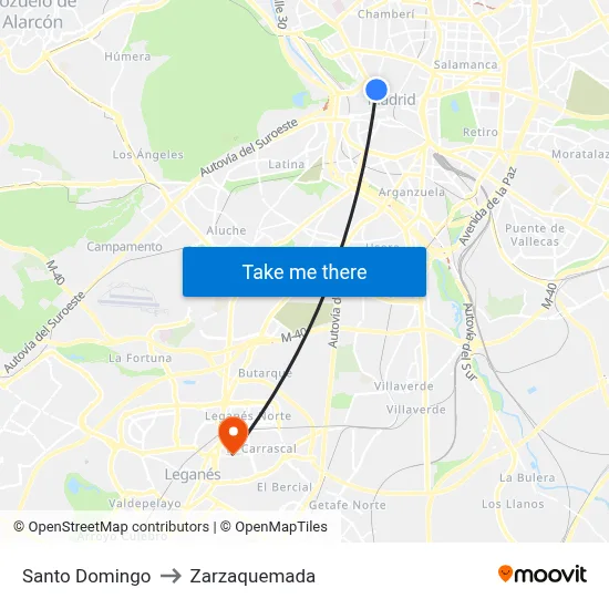 Santo Domingo to Zarzaquemada map