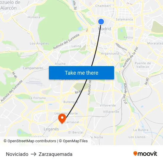 Noviciado to Zarzaquemada map