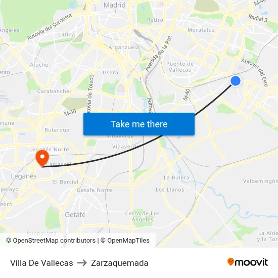 Villa De Vallecas to Zarzaquemada map