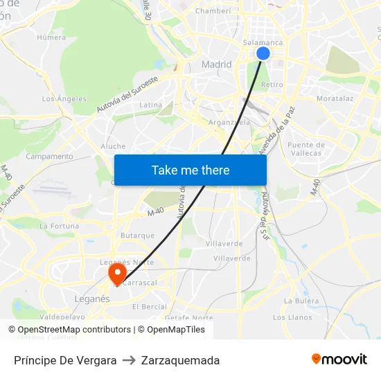 Príncipe De Vergara to Zarzaquemada map