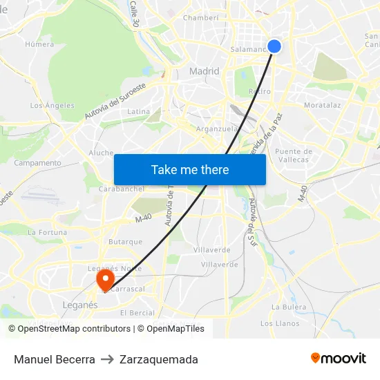 Manuel Becerra to Zarzaquemada map