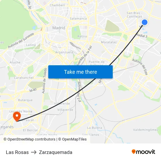 Las Rosas to Zarzaquemada map