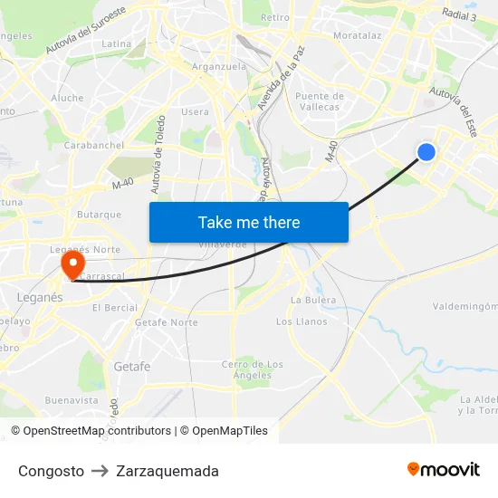 Congosto to Zarzaquemada map