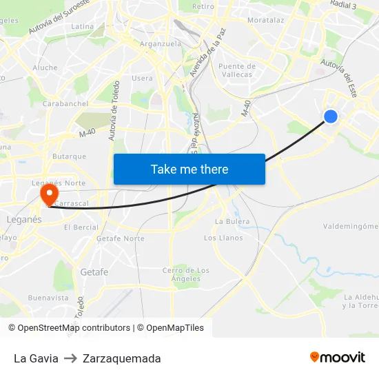 La Gavia to Zarzaquemada map