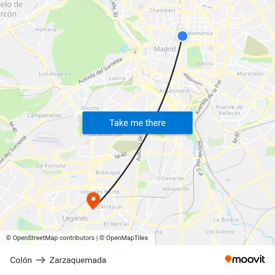 Colón to Zarzaquemada map