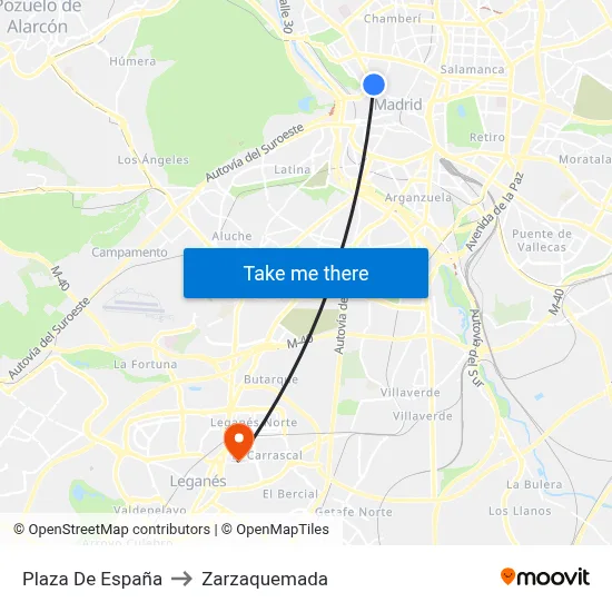 Plaza De España to Zarzaquemada map