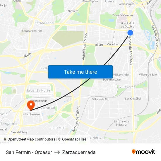 San Fermín - Orcasur to Zarzaquemada map