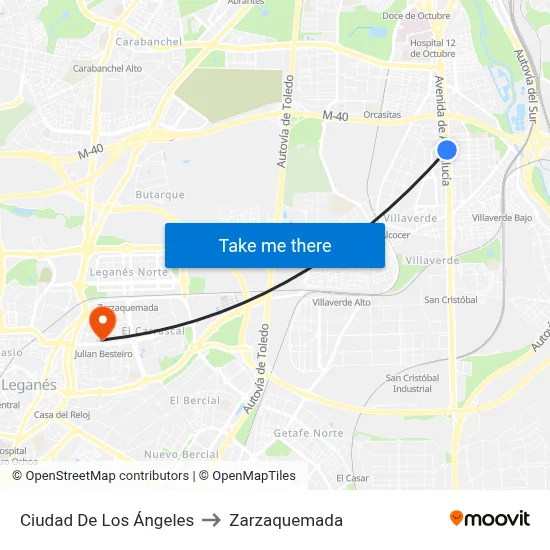 Ciudad De Los Ángeles to Zarzaquemada map