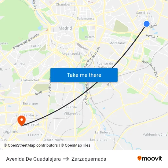 Avenida De Guadalajara to Zarzaquemada map