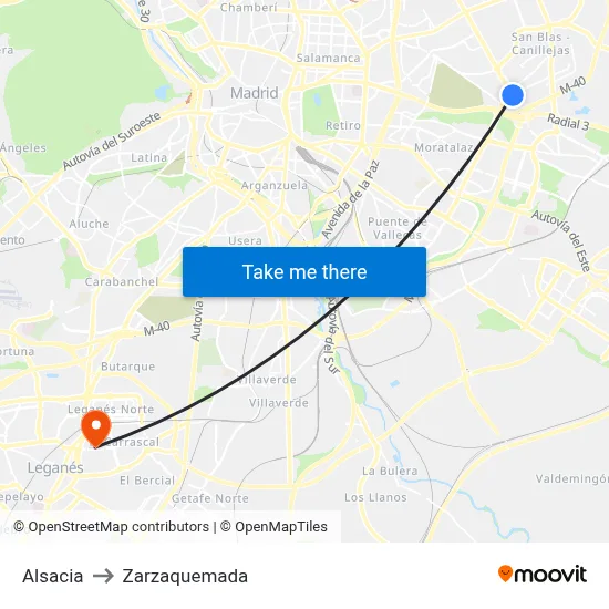 Alsacia to Zarzaquemada map