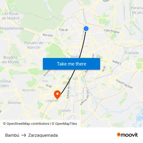 Bambú to Zarzaquemada map