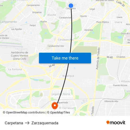 Carpetana to Zarzaquemada map
