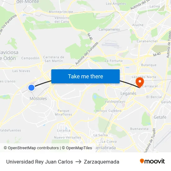Universidad Rey Juan Carlos to Zarzaquemada map