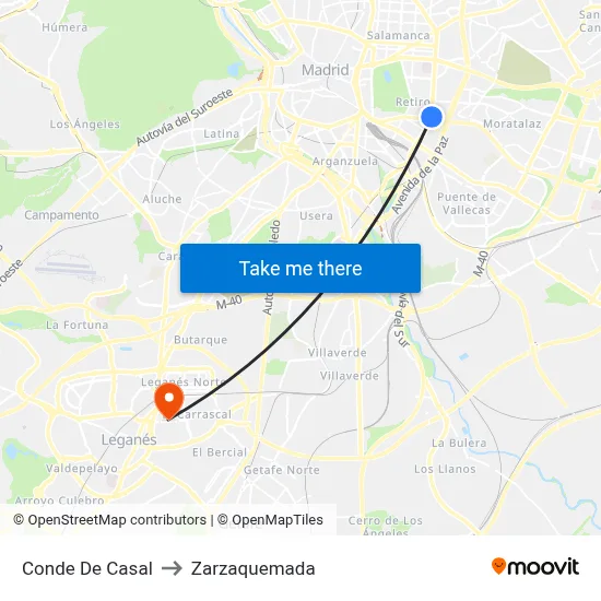 Conde De Casal to Zarzaquemada map