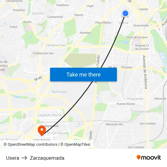Usera to Zarzaquemada map