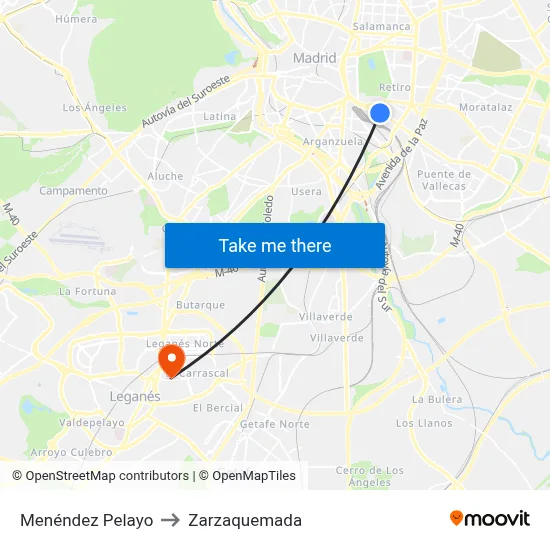 Menéndez Pelayo to Zarzaquemada map