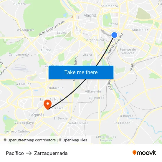 Pacífico to Zarzaquemada map