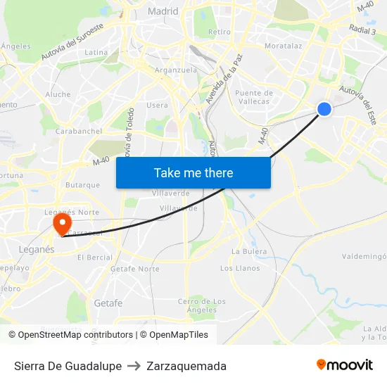 Sierra De Guadalupe to Zarzaquemada map