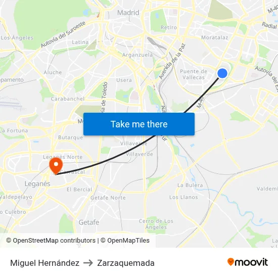 Miguel Hernández to Zarzaquemada map