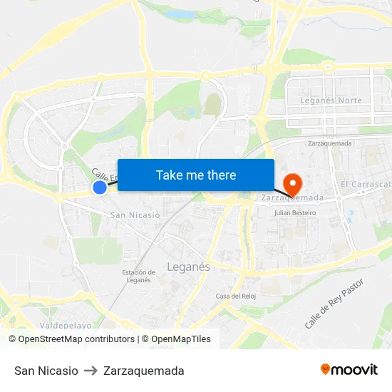 San Nicasio to Zarzaquemada map