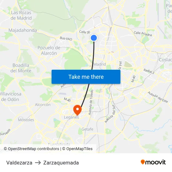 Valdezarza to Zarzaquemada map