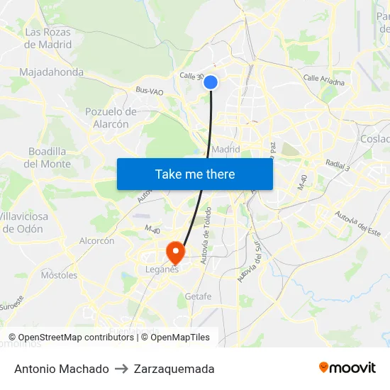Antonio Machado to Zarzaquemada map